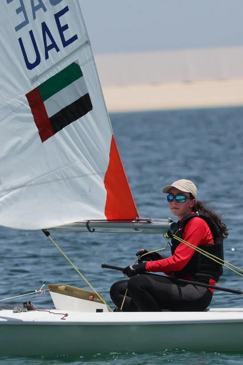 A UAE sailor in an ILCA dinghy